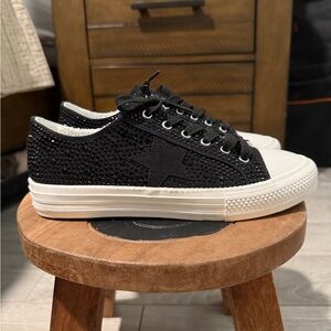 Black Star-Embellished Women's Sneakers